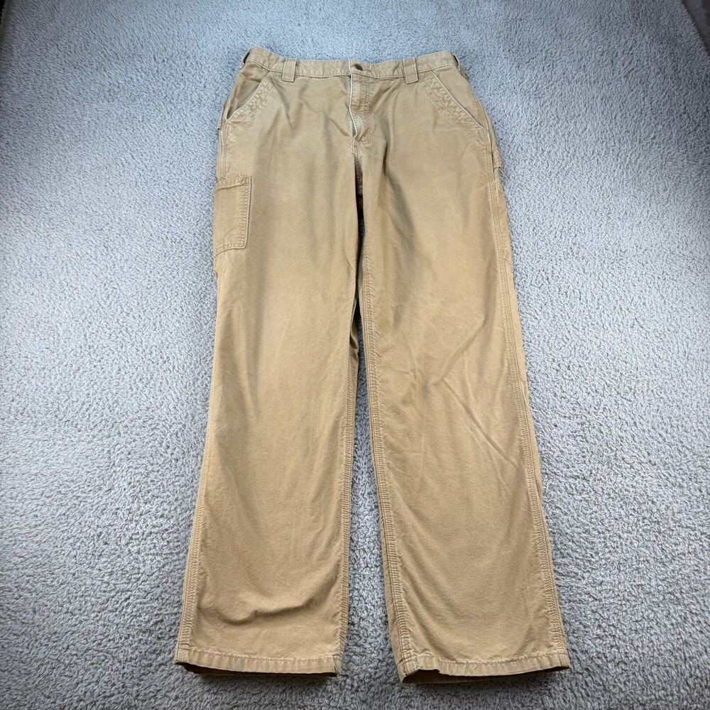 Carhartt Carpenter Canvas Work Pants Mens 34x32 (Tag 35x34) Loose Fit Beige Tan